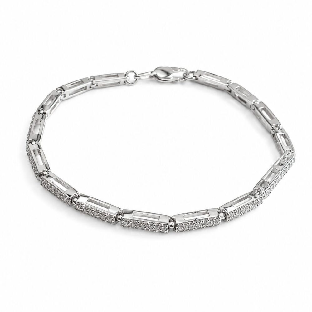 Bracciale tennis oro bianco e diamantini