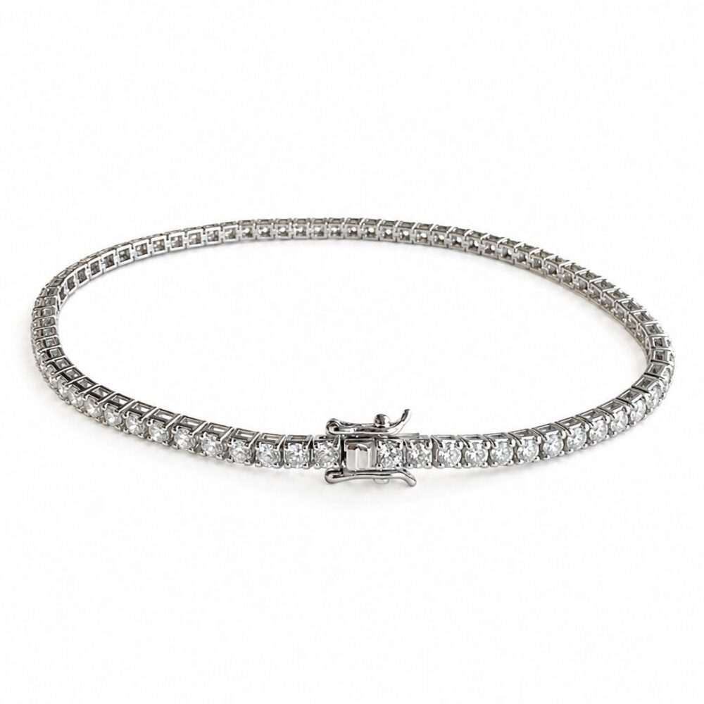 Bracciale tennis oro bianco e diamanti 3 ct