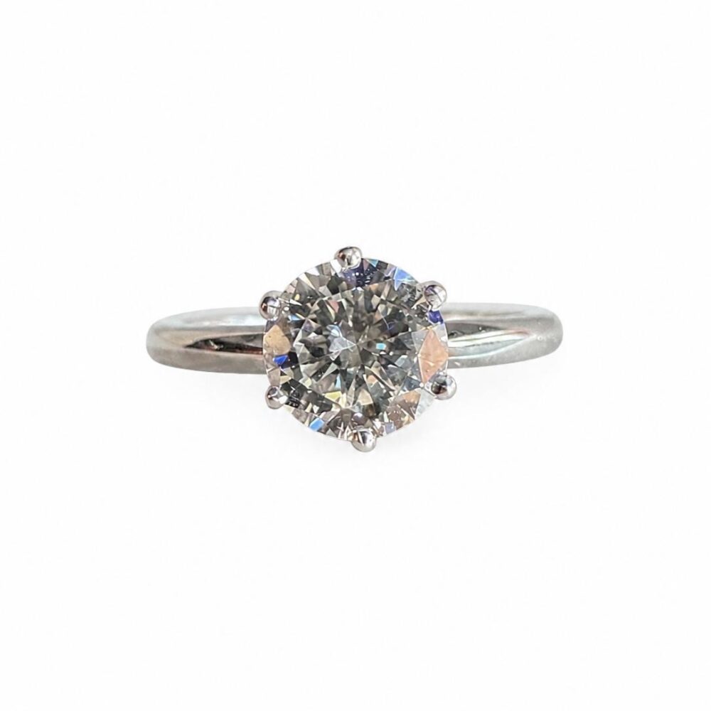 Anello solitario oro bianco e diamante 1.57 ct