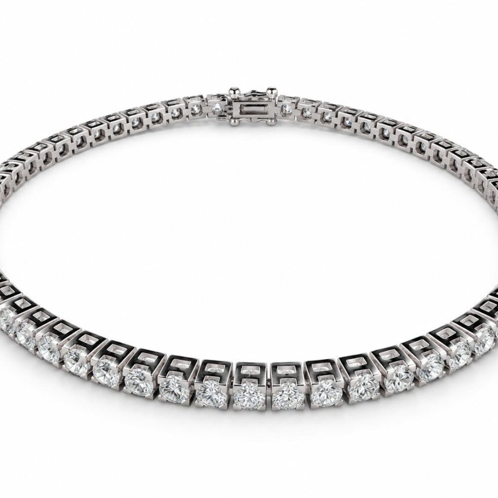 Bracciale tennis oro bianco e brillanti 4 ct