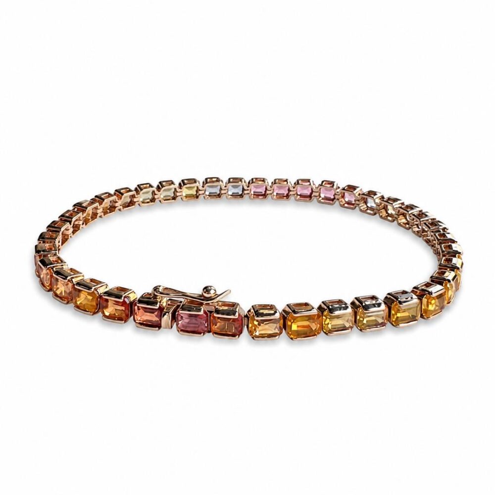 Bracciale tennis oro rosa e zaffiri colorati 6.5 ct